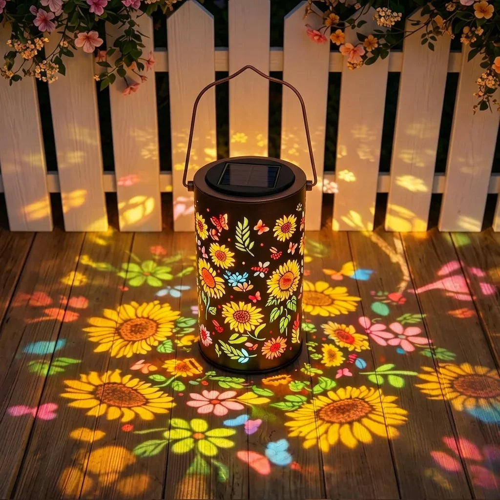 Colorful Solar Lanterns Outdoor Garden Decoration Sunflower Solar Glow Lantern Metal Hanging Solar Powered Light for Patio Lawn