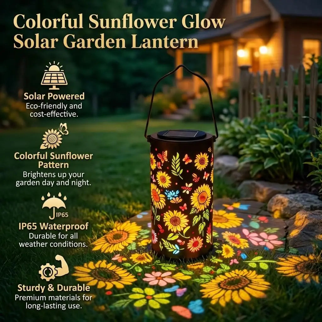 Colorful Solar Lanterns Outdoor Garden Decoration Sunflower Solar Glow Lantern Metal Hanging Solar Powered Light for Patio Lawn