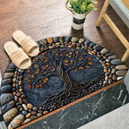 VIKAMA Flower Floor Mats Half Circle Printed Floor Mats Entryway Floor Mats Bathroom Door Mats Dirty Resistant Floor Mats