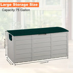 75 Gallon Heavy-Duty Outdoor Deck Box – Waterproof Patio Storage Box with Hinged Lid, Lockable & Easy Assembly