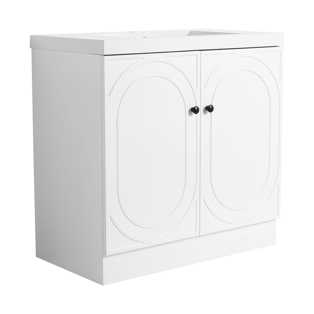Contemporary Freestanding Bathroom Vanity With Resin Sink & Soft-Close Cabinet Doors