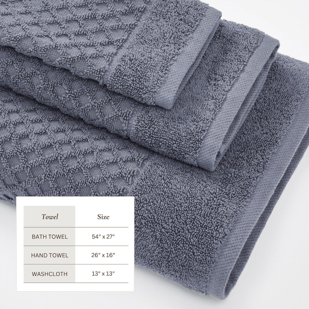 Cotton Diamond Waffle Weave Bath Towel Set - Grayson Collection
