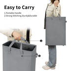 Slim Laundry Hamper With Handles Collapsible Laundry Basket Thin Dirty Clothes Basket Narrow Laundry Bag Foldable Dirty Cloth Hamper 45L (21 inchesGrey)