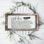 Coffee Definition Wooden Sign For Coffee Bar Decor Rustic Kitchen Wall Art Scientific Humor