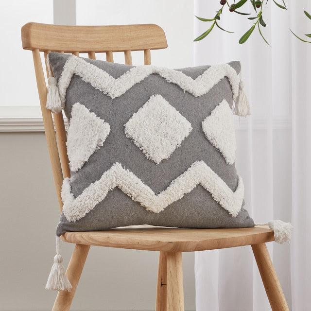Cushion Cover Cotton Linen Pillowcase Tufted Beige Decorative Fashionable Cotton Hand-Woven Throw Pillow Covers Tufted  Pillow Covers  Bedroom Throw Pillow Cushion For Bed Home
