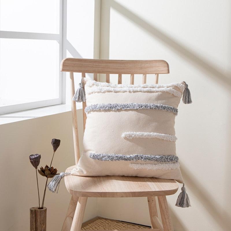 Cushion Cover Cotton Linen Pillowcase Tufted Beige Decorative Fashionable Cotton Hand-Woven Throw Pillow Covers Tufted  Pillow Covers  Bedroom Throw Pillow Cushion For Bed Home