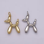 Dainty Balloon Dog Charm - 14K Gold Filled puppy pendant, fun whimsical 3D pet animal lover, poodle Pendant M-862 M-863