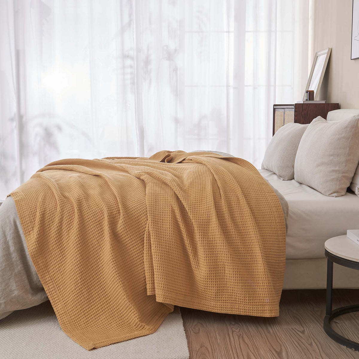 100% Cotton Waffle Weave Blanket - Mikala Collection