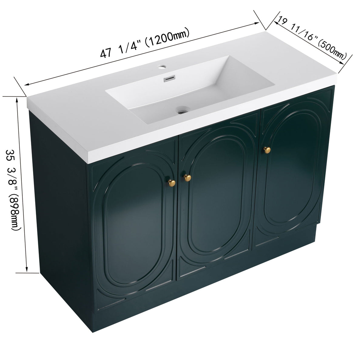 Contemporary Freestanding Bathroom Vanity With Resin Sink & Soft-Close Cabinet Doors