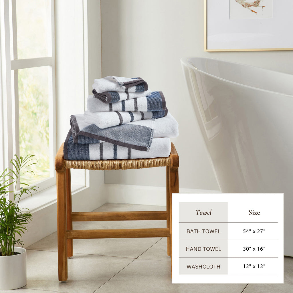 Decorative Cotton Stripe Bath Towel Set - Noelle Collection
