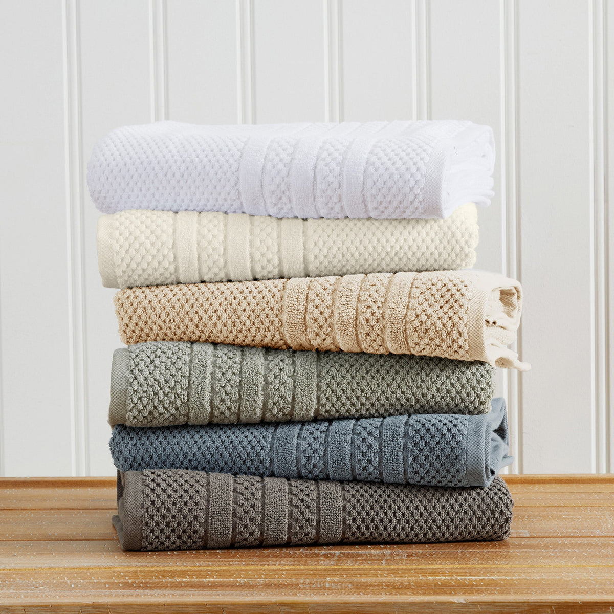 100% Cotton Checkered Jacquard Bath Towel Set - Giuliana Collection