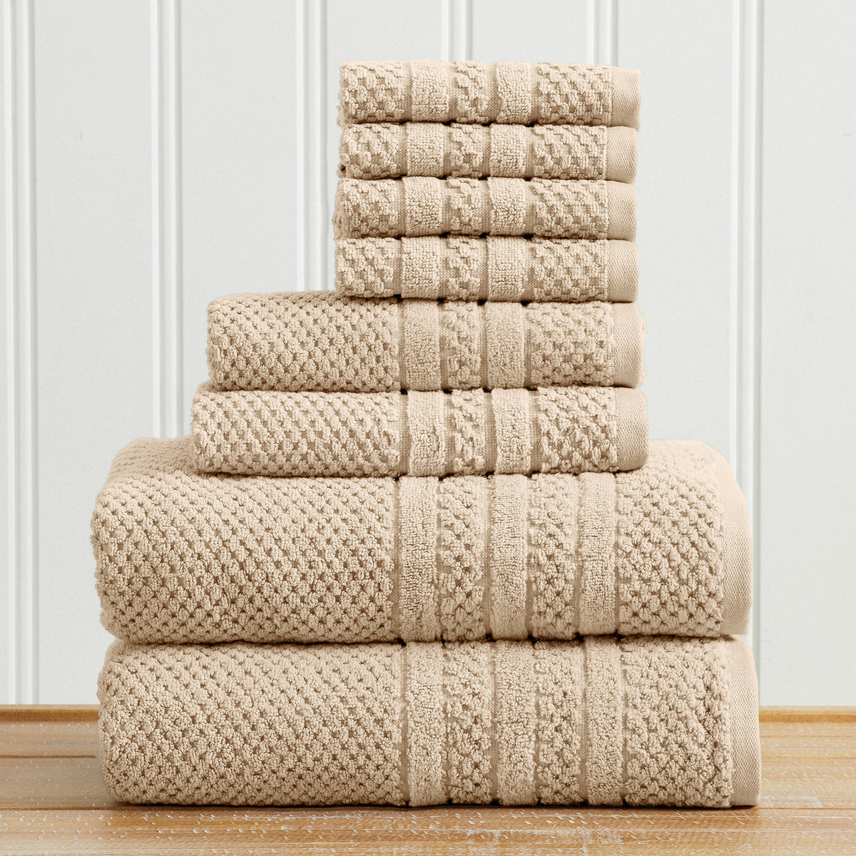 100% Cotton Checkered Jacquard Bath Towel Set - Giuliana Collection