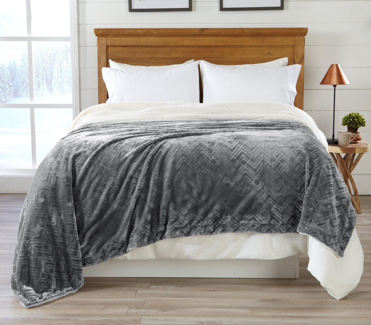 Velvet Plush Sherpa Luxury Bed Blanket - Cielo Collection