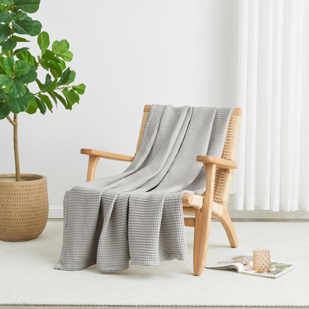 100% Cotton Waffle Weave Blanket - Mikala Collection