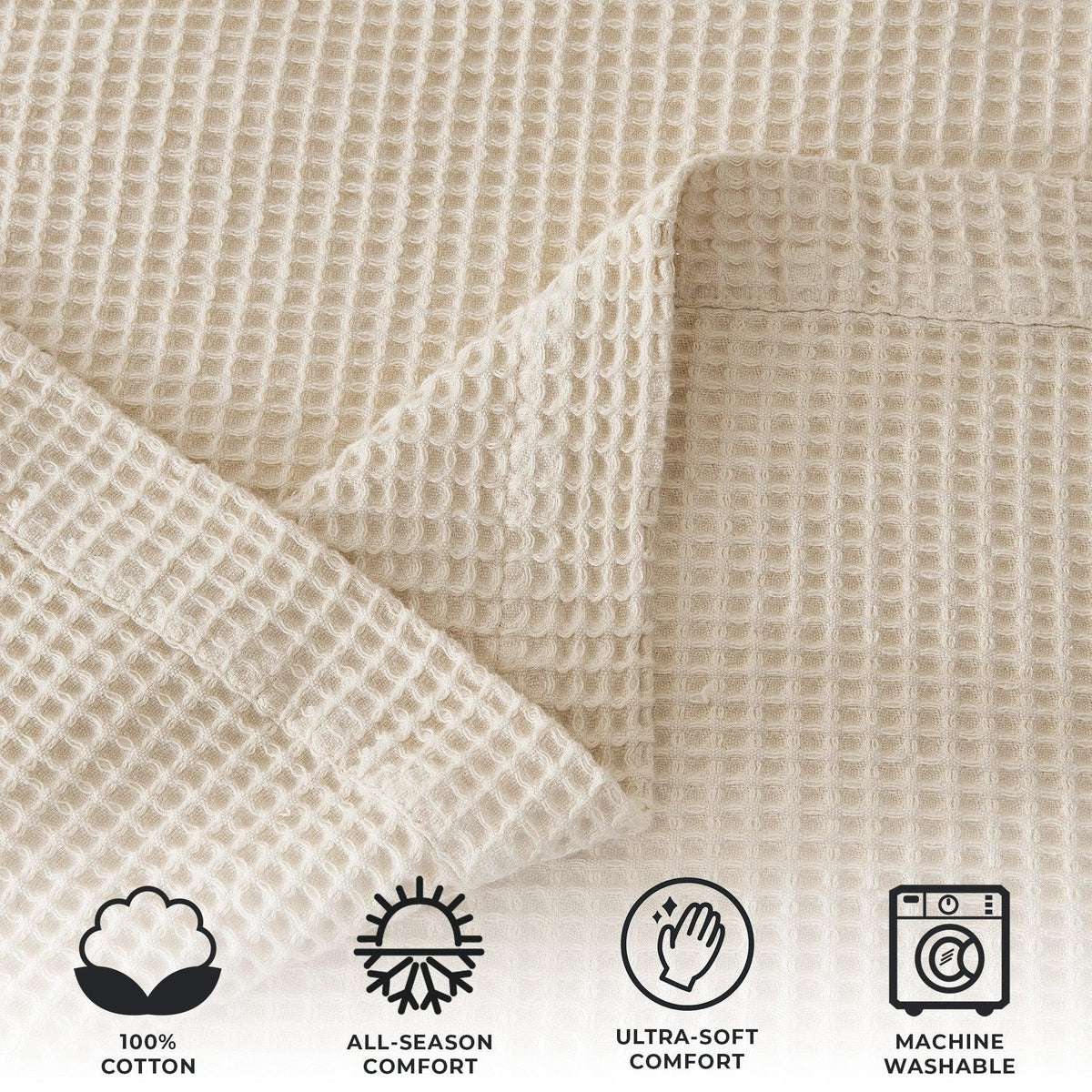 100% Cotton Waffle Weave Blanket - Mikala Collection
