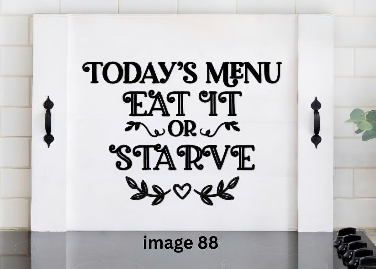 Funny Kitchen Stove Cover | Today’s Menu Eat It or Starve | Farmhouse Noodle Board