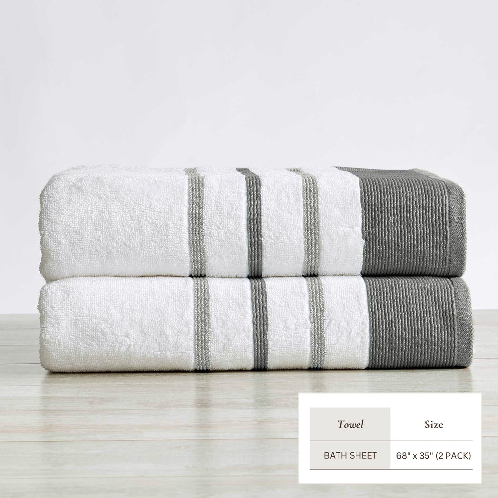 Decorative Cotton Stripe Bath Towel Set - Noelle Collection