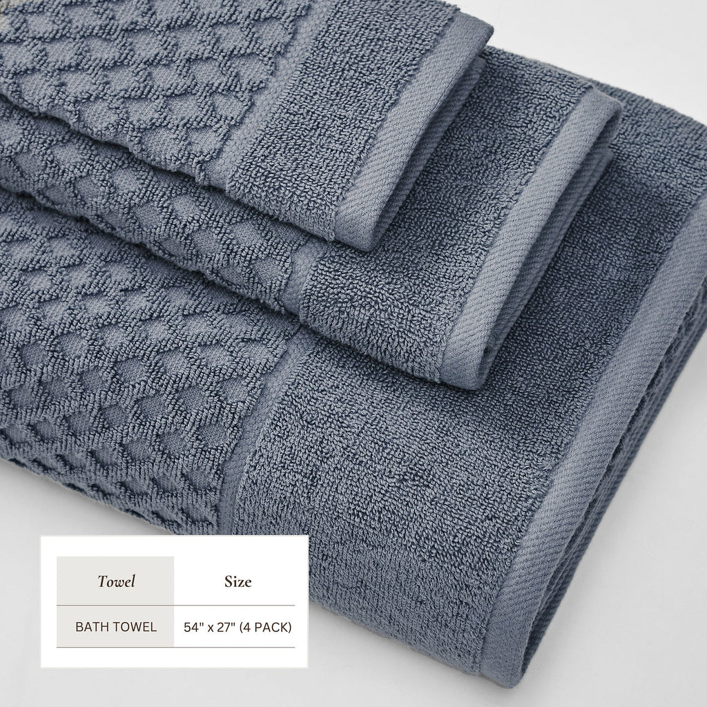 Cotton Diamond Waffle Weave Bath Towel Set - Grayson Collection