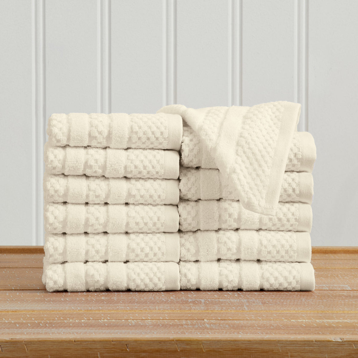100% Cotton Checkered Jacquard Bath Towel Set - Giuliana Collection
