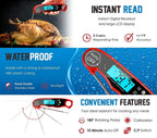Kitchen Thermometer Waterproof Kitchen Food Cooking Thermometer with Backlight LCD Best Super Fast Electric Meat Thermometer Probe for BBQ Grilling Smoker Baking Meat Water Milk Cooking Probe BBQ Electronic Oven Waterproof Kitchen Tools