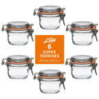 Le Parfait Super Terrines, French Glass Canning Jars with Wire-Bail Clamp Lid
