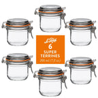Le Parfait Super Terrines, French Glass Canning Jars with Wire-Bail Clamp Lid