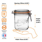 Le Parfait Super Terrines, French Glass Canning Jars with Wire-Bail Clamp Lid