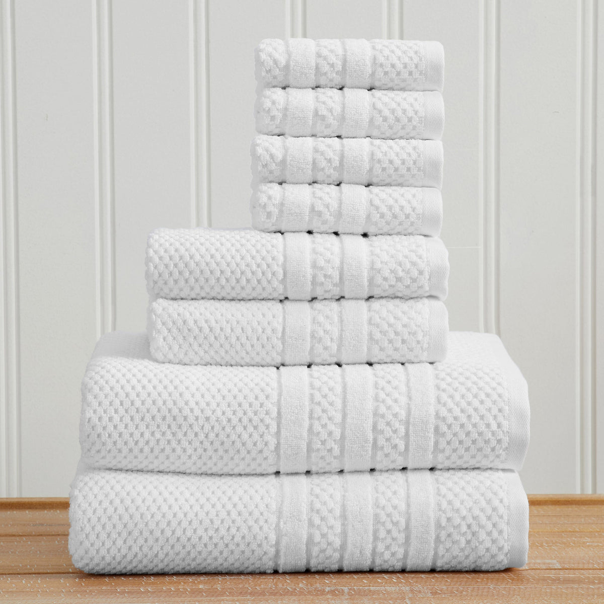 100% Cotton Checkered Jacquard Bath Towel Set - Giuliana Collection