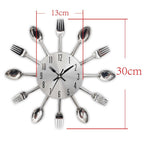 Metal Kitchen Wall Clock Creative  Kitchen Wall Clock 3D Modern Creative Kitchen Cutlery Spoon Fork Time Like Wall Clock Wall Sticker Room Home Decoration Quartz Wall Art Cutlery Mounted Clocks Modern Design Home Decorative