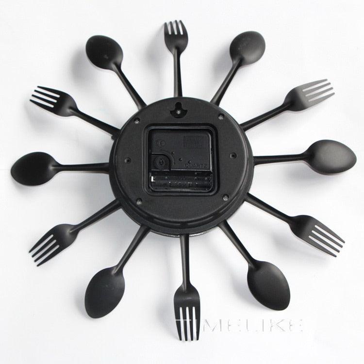 Metal Kitchen Wall Clock Creative  Kitchen Wall Clock 3D Modern Creative Kitchen Cutlery Spoon Fork Time Like Wall Clock Wall Sticker Room Home Decoration Quartz Wall Art Cutlery Mounted Clocks Modern Design Home Decorative