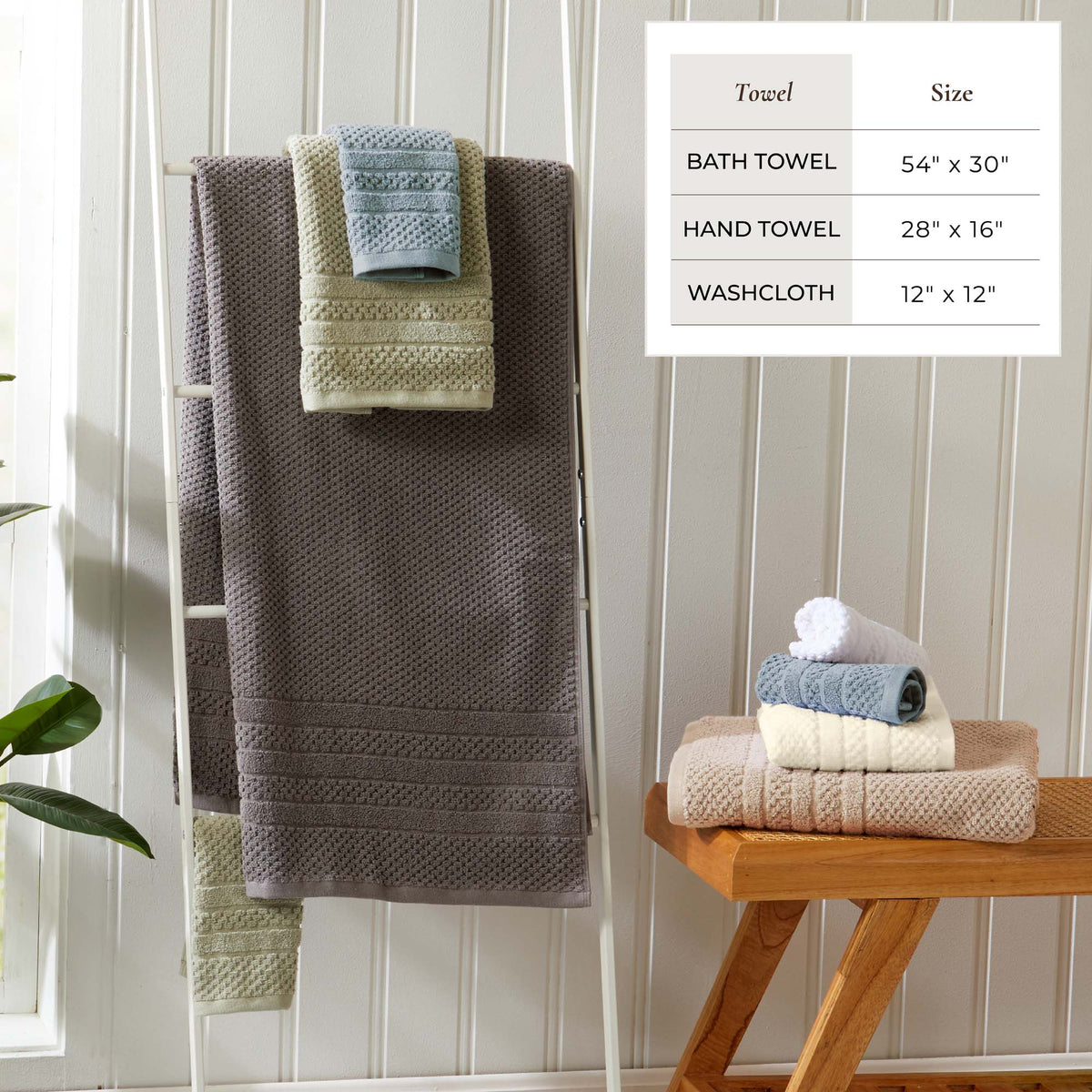 100% Cotton Checkered Jacquard Bath Towel Set - Giuliana Collection