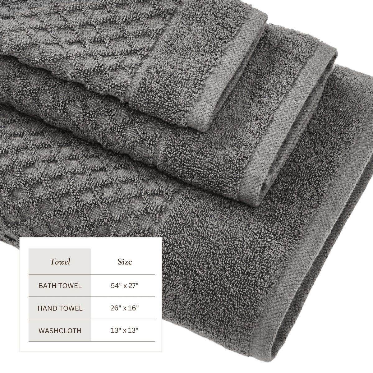 Cotton Diamond Waffle Weave Bath Towel Set - Grayson Collection