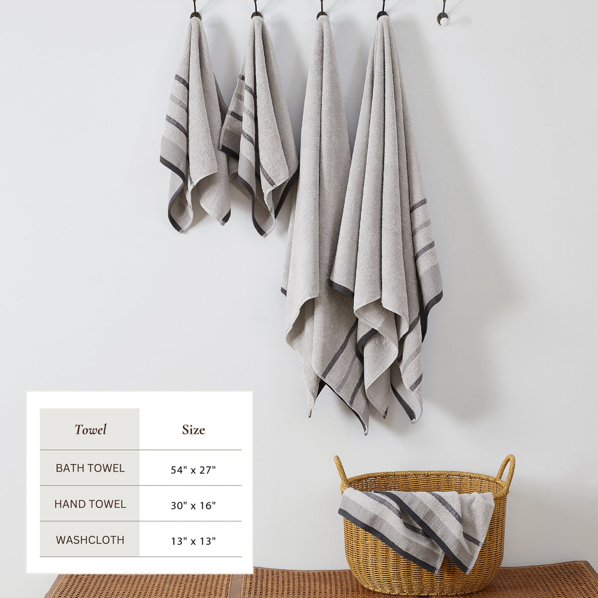 Decorative Cotton Stripe Bath Towel Set - Noelle Collection