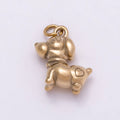 PVD Gold Stainless Steel 13mm Heart Puppy Dog Pet Animal 3D Multidimensional Charm | Charms-01018