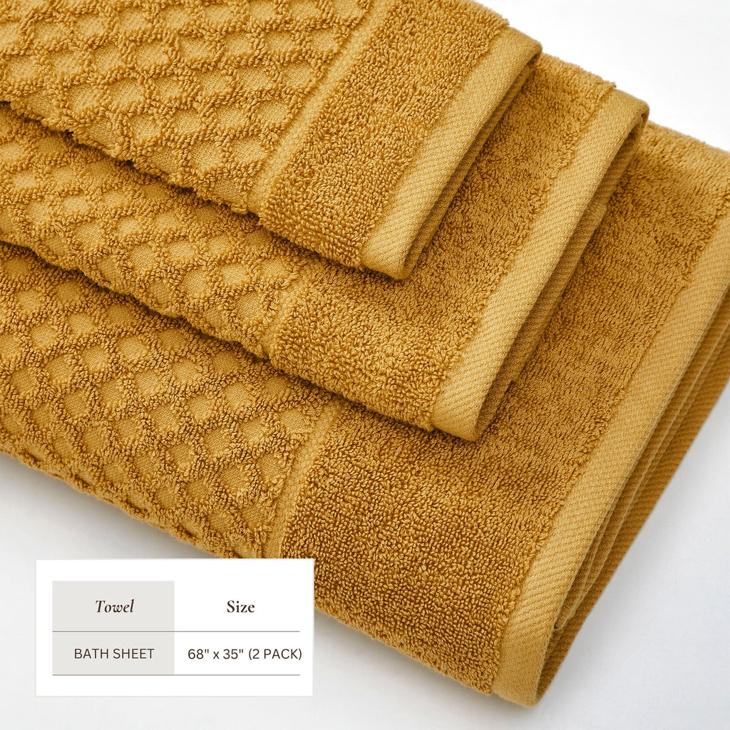 Cotton Diamond Waffle Weave Bath Towel Set - Grayson Collection