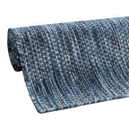 Solid Outdoor Rug for Patio or Balcony weatherproof in Mottled Blue