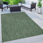 Solid Outdoor Rug for Patio or Balcony weatherproof in Mottled Dark Green