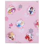 Disney Pretty Pretty Princess Pink, Blue, and Yellow 4 Piece Toddler Bed Set - Comforter, Fitted Bottom Sheet, Flat Top Sheet, and Reversible Pillowcase