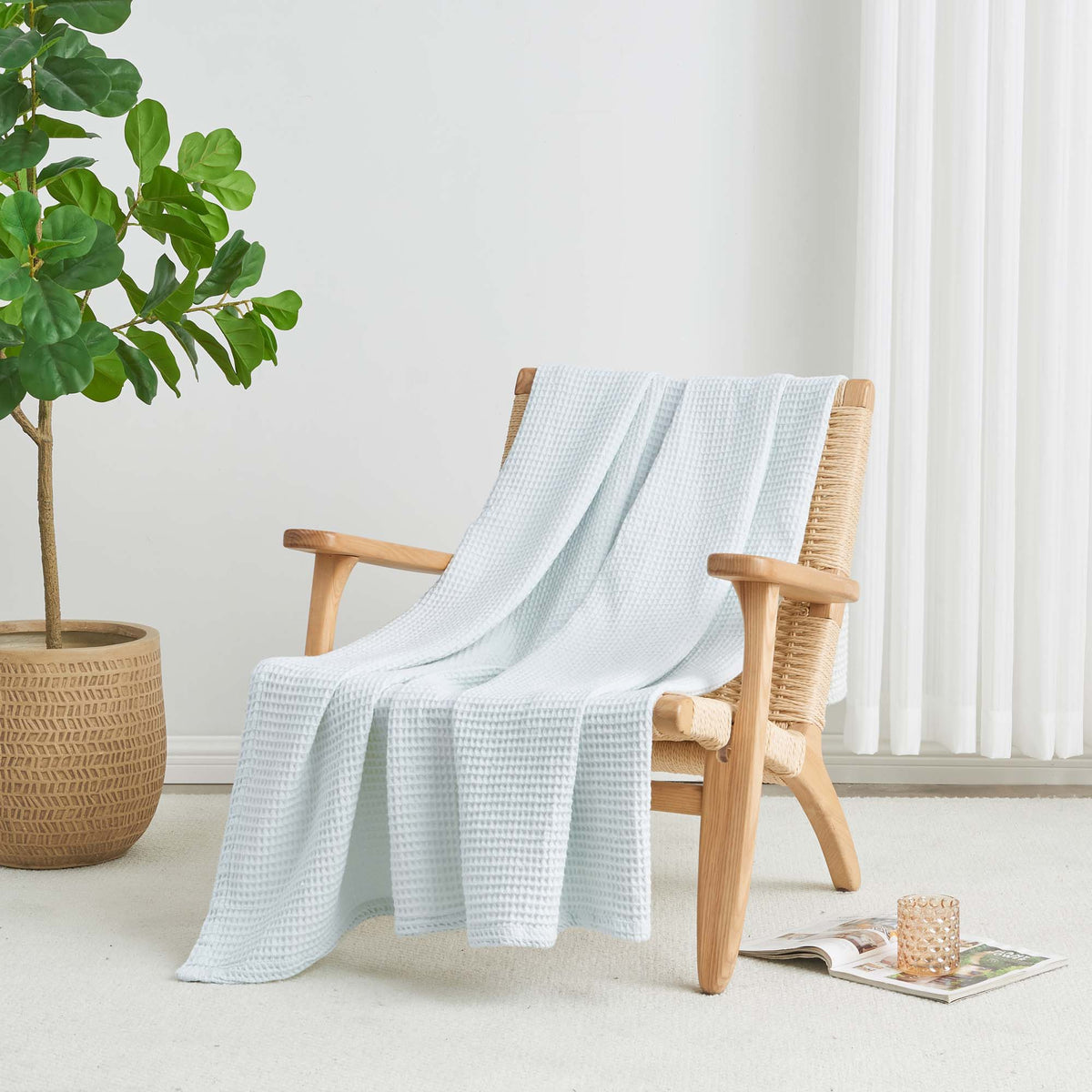 100% Cotton Waffle Weave Blanket - Mikala Collection