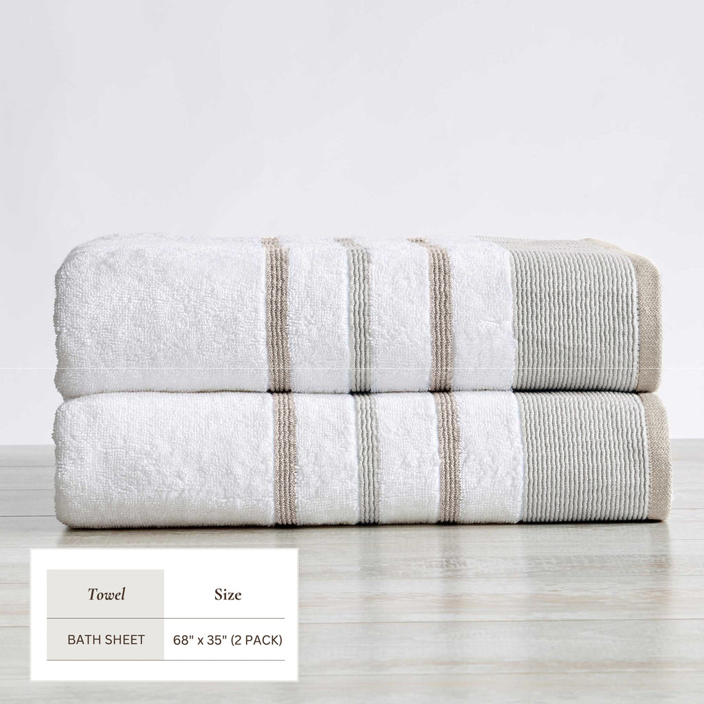 Decorative Cotton Stripe Bath Towel Set - Noelle Collection